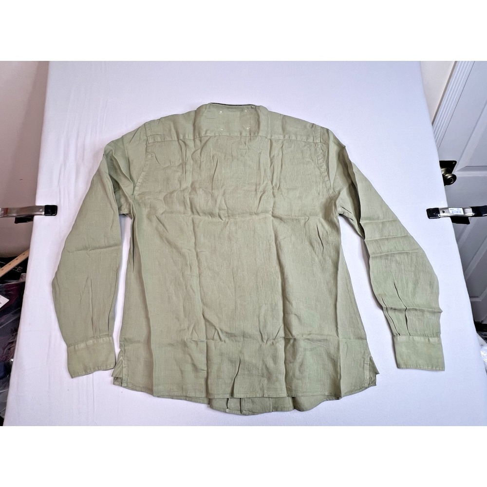 Manebi Men's Washed Linen LS Button-Up Panama Shirt Sage Size‎ XL Made In Italy - Picture 14 of 14